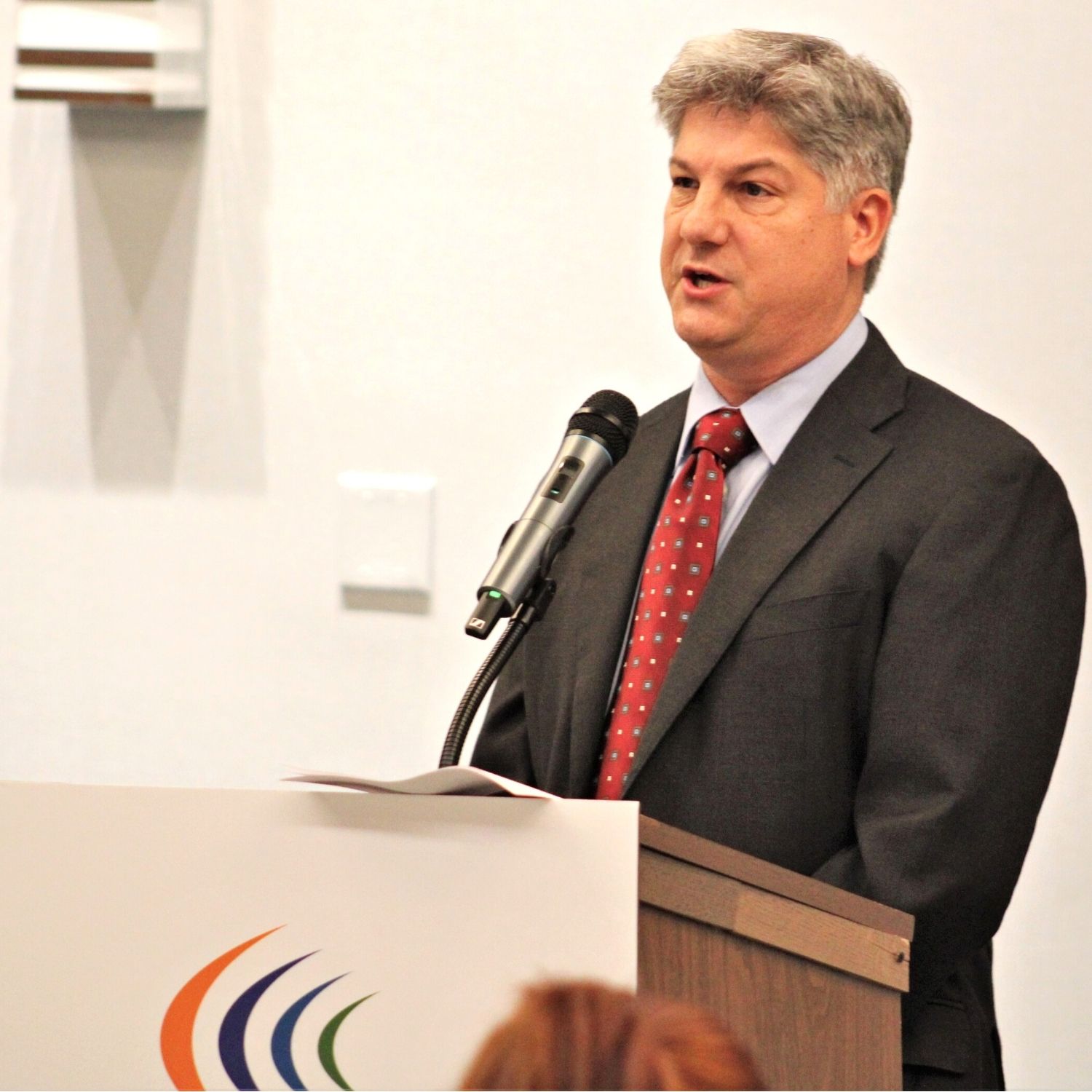 Attorney Nathan Skop at Origis Energy meeting in Archer