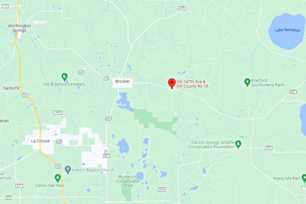 SW 147th Avenue and SW Country Road 18, Booker map