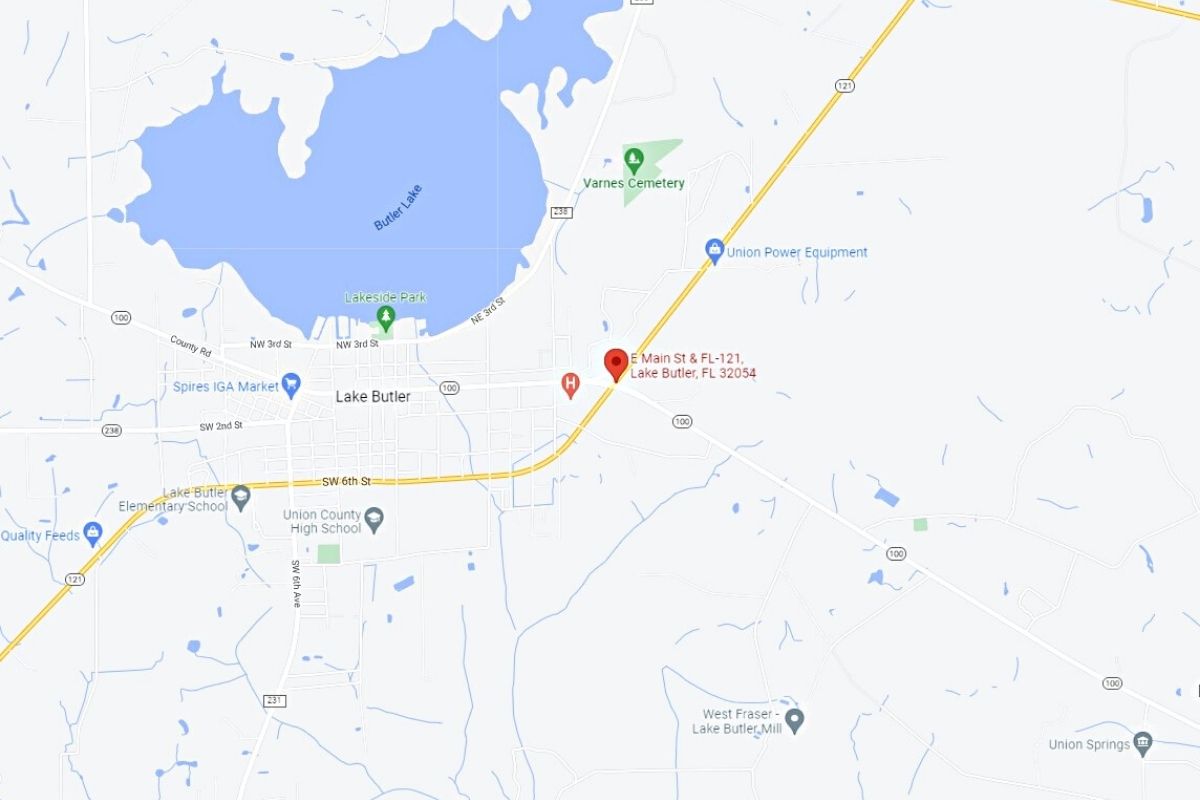 State Road 121 and State Road 120 Lake Butler map