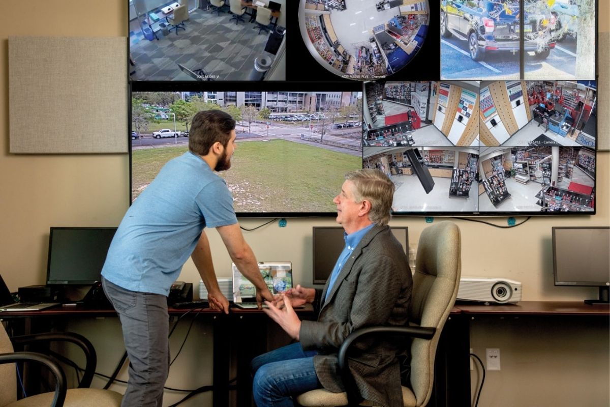 UF’s Innovation Hub, criminologist Read Hayes and operations team leader Diego Rodriguez in SaferPlaces Lab
