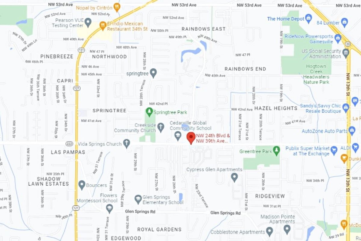 NW 24th Blvd and NW 39th Ave Gainesville map