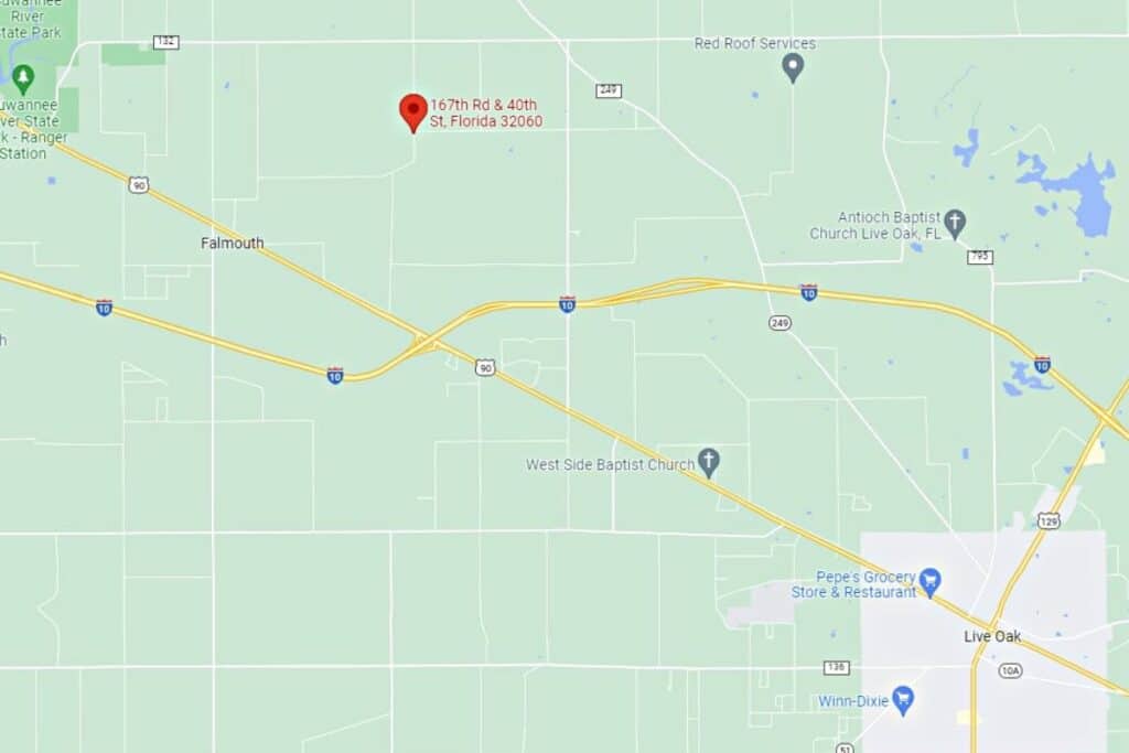 167th Road and 40th Street, Suwannee County map
