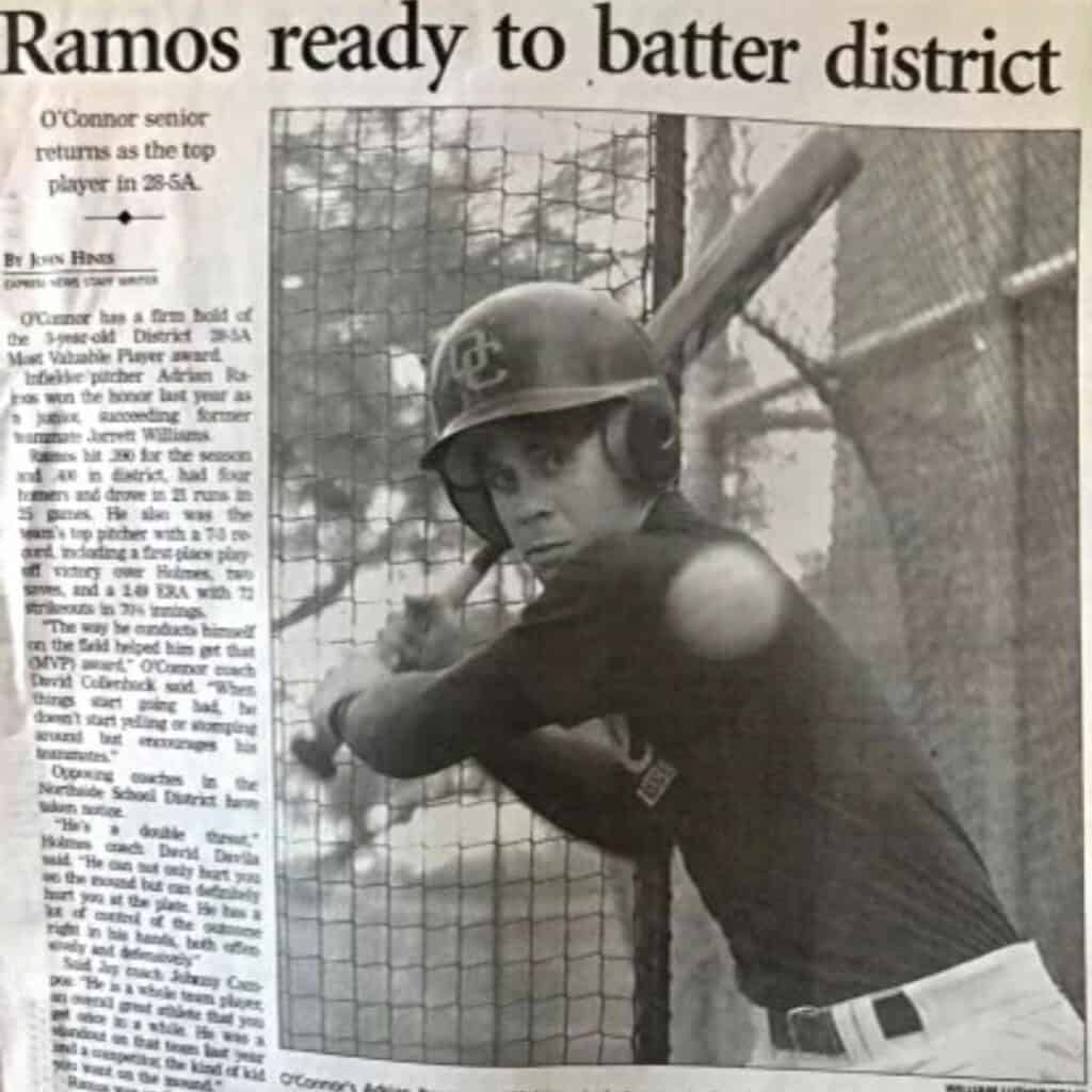 Adrian Ramos high school baseball newspaper clipping