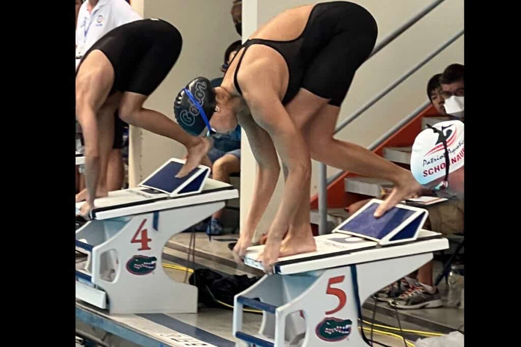 Gator Swim Club's Lillie Nesty at the 2022 Florida Senior Summer Swimming Championships