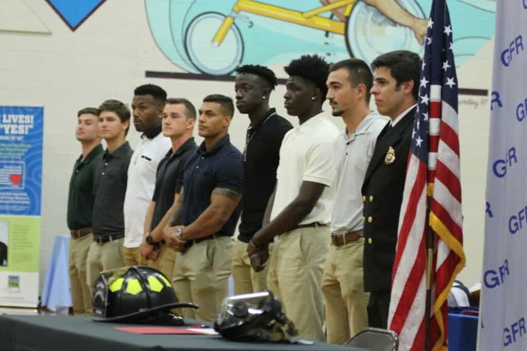 Future GFR first responders line up for the ceremony