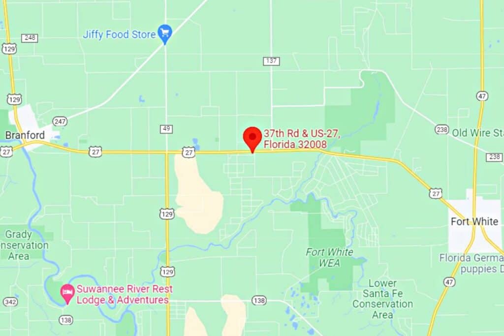 US 27 and 37th Road Suwannee County map
