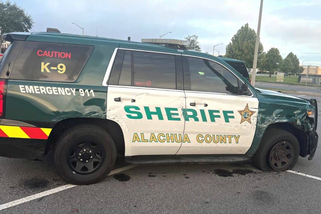 Alachua County Sheriff's Office vehicle hit by stolen box truck