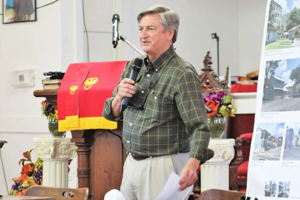 Casey Fitzgerald, president of Gainesville Neighborhood Voices at rally