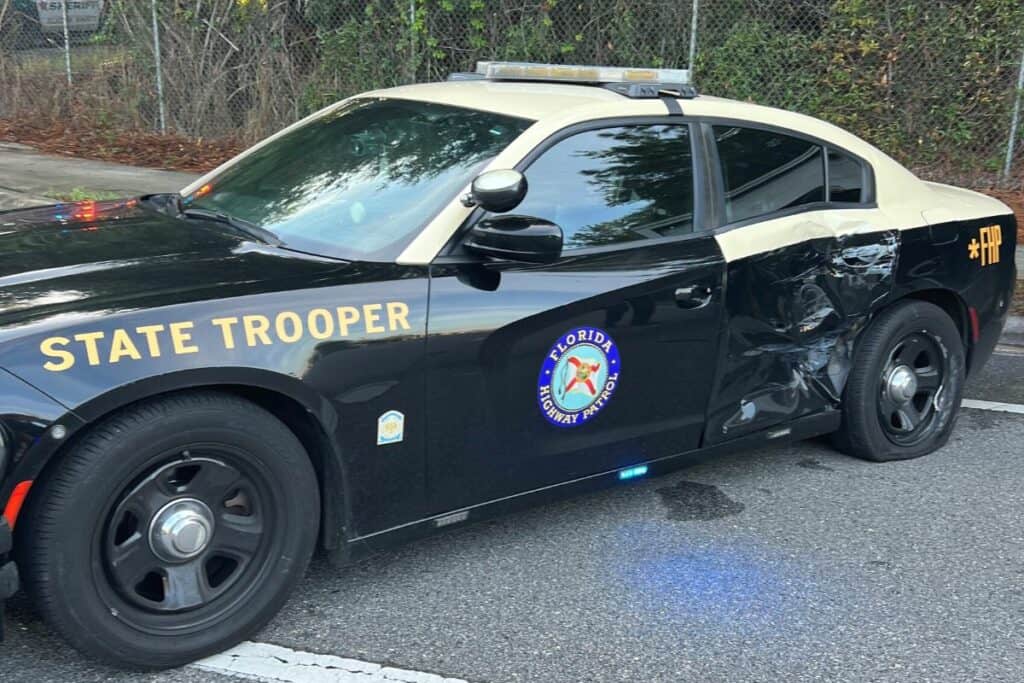 Florida Highway Patrol hit by stolen box truck
