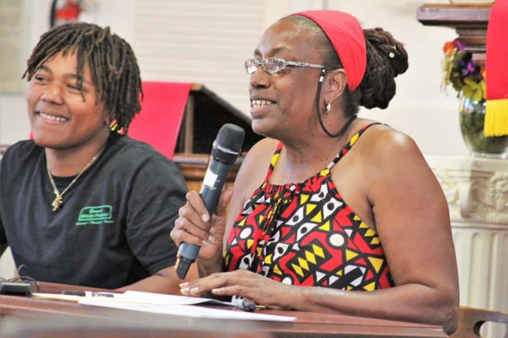 N'Kwanda Jah, GNVoices director, at rally
