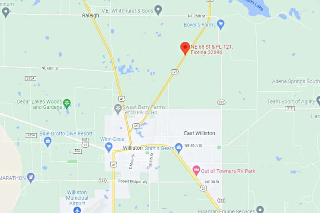 SR 121 and NE 65th Street near Williston map