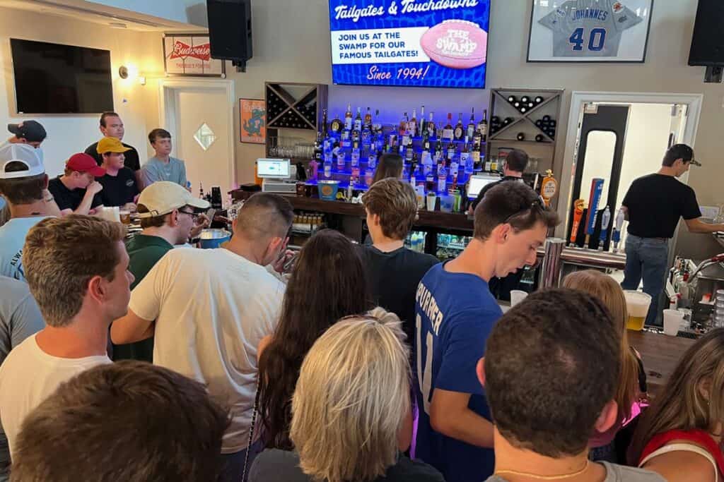 The Swamp inside with bar and TV