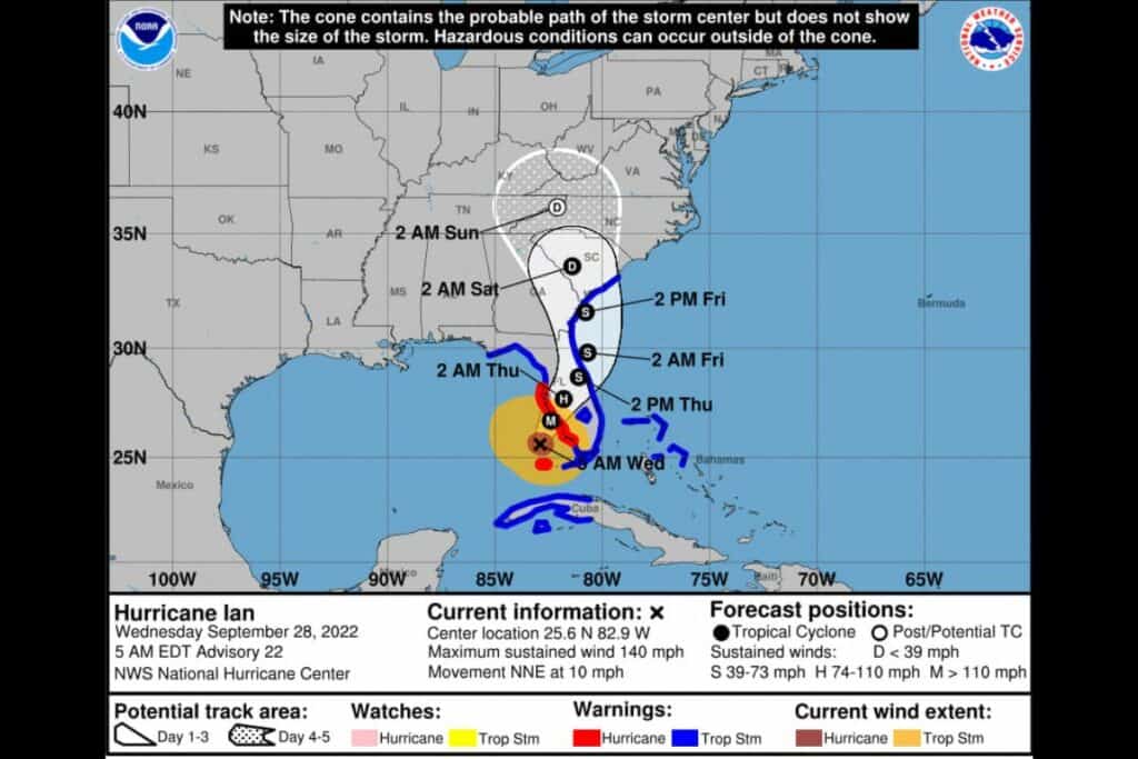 Hurricane Ian 9-28-22 chart