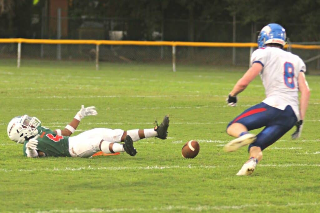 Keystone Heights' Bryar Schenck goes after an Eastside fumble.