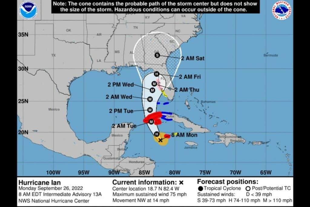 National Weather Service Hurricane Ian forecast 9-26-22