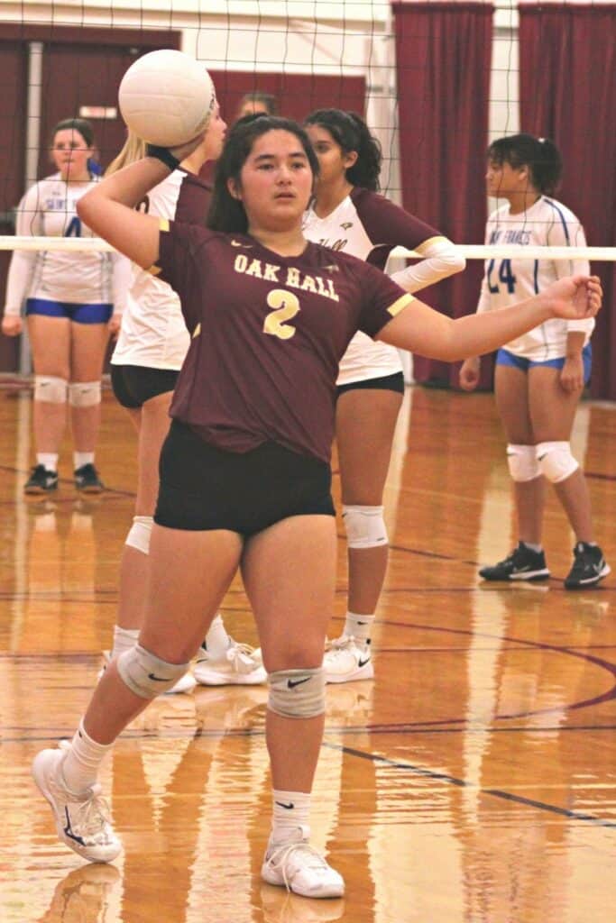 Oak Hall's Amelia Chen is second on the team in digs and service points.