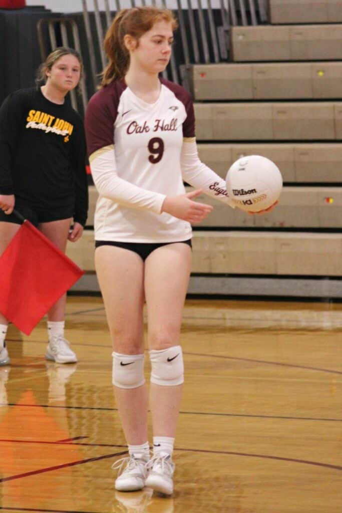 Oak Hall's Pene Moser leads the team in kills and digs.