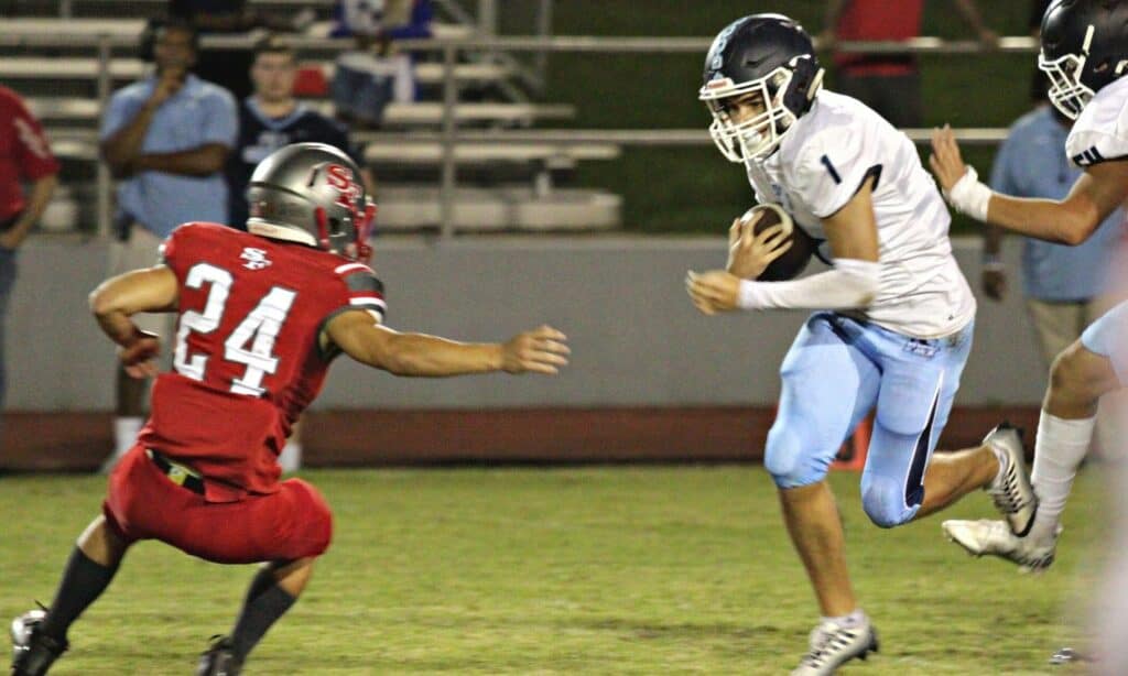 P.K. Yonge's Devin Pedro with a run against Santa Fe on Tuesday.