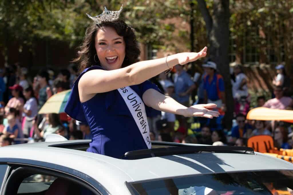 2022 Miss University of Florida Zoë Larson at the UF Homecoming Parade on Friday.