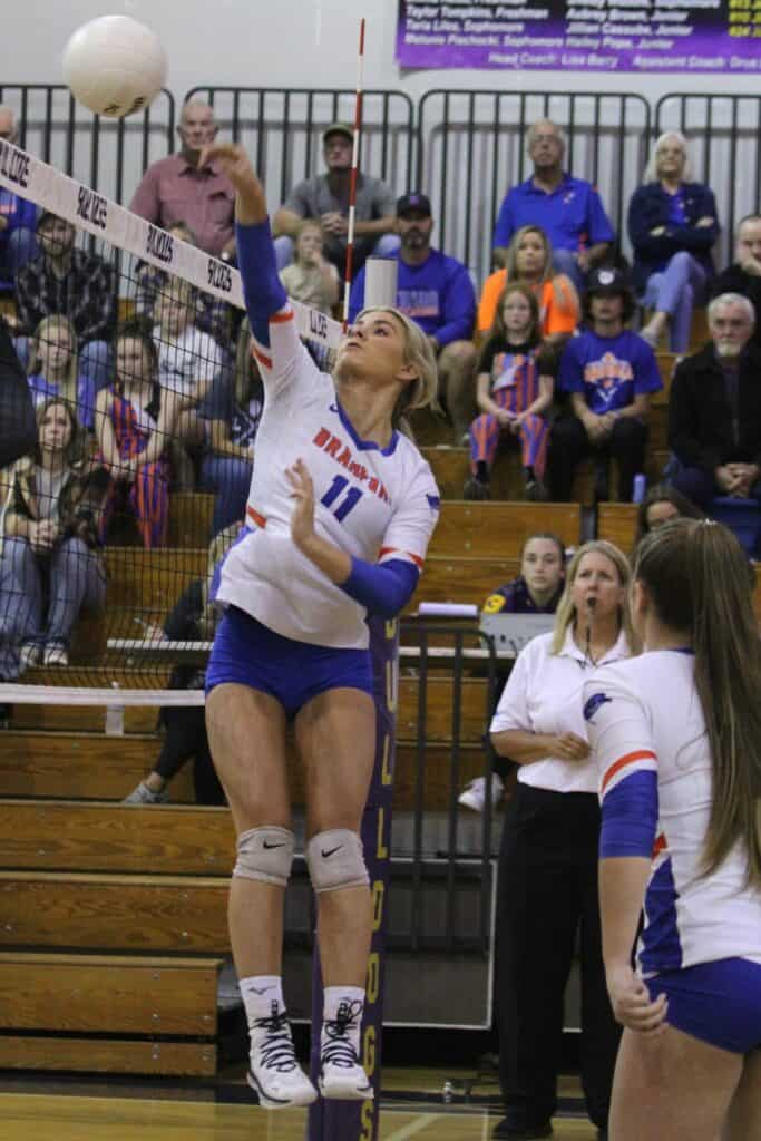 Branford's Jadyn Mosley with a hit against Lafayette on Tuesday.