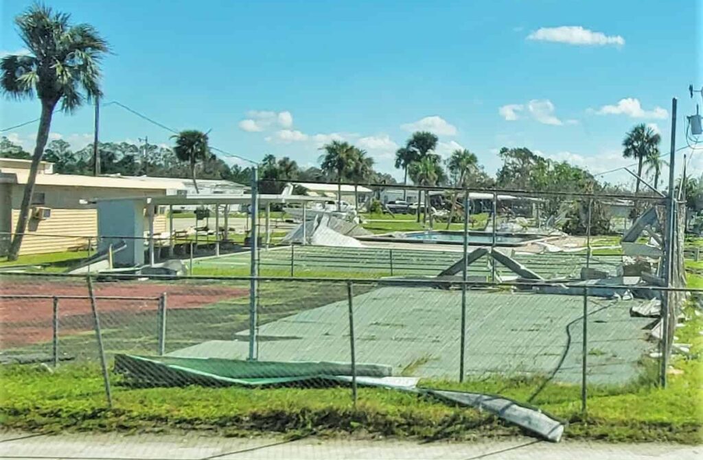 Debris litters lawns in South Florida.