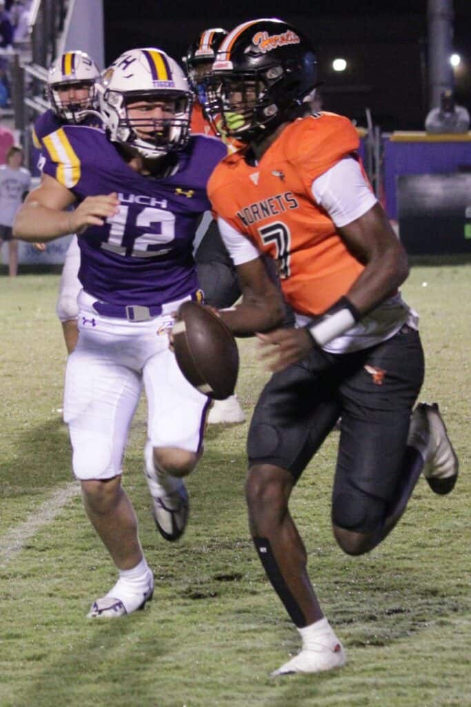 Hawthorne's CJ Ingram ran for two touchdowns and passed for two more in the Hornets' 28-21 win over Union County on Friday.