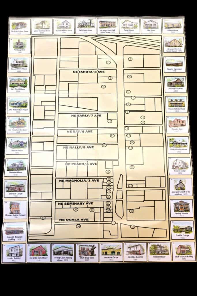 Micanopy historic sightseeing map - back