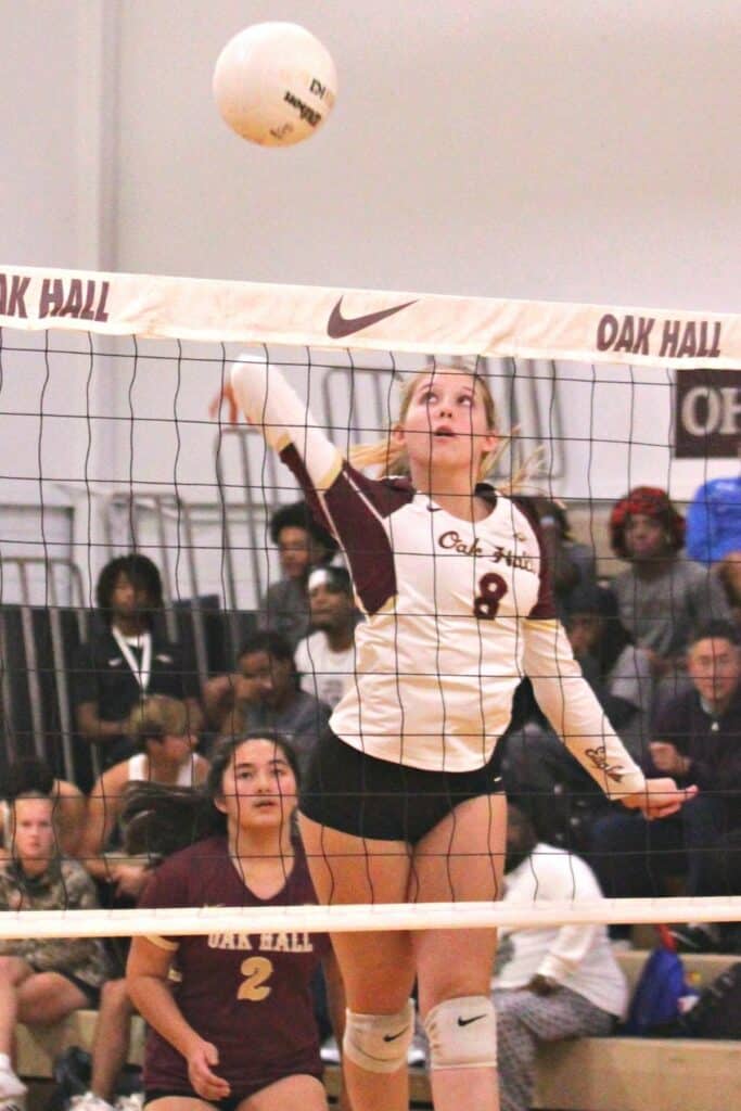 Oak Hall's Ave Scorpio had nine kills against St. Francis on Wednesday.