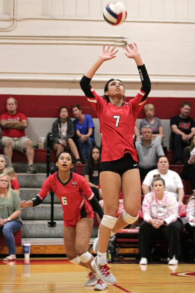 Santa Fe's Jayln Stout led the Raiders with 15 assists and 12 kills against Space Coast on Tuesday.