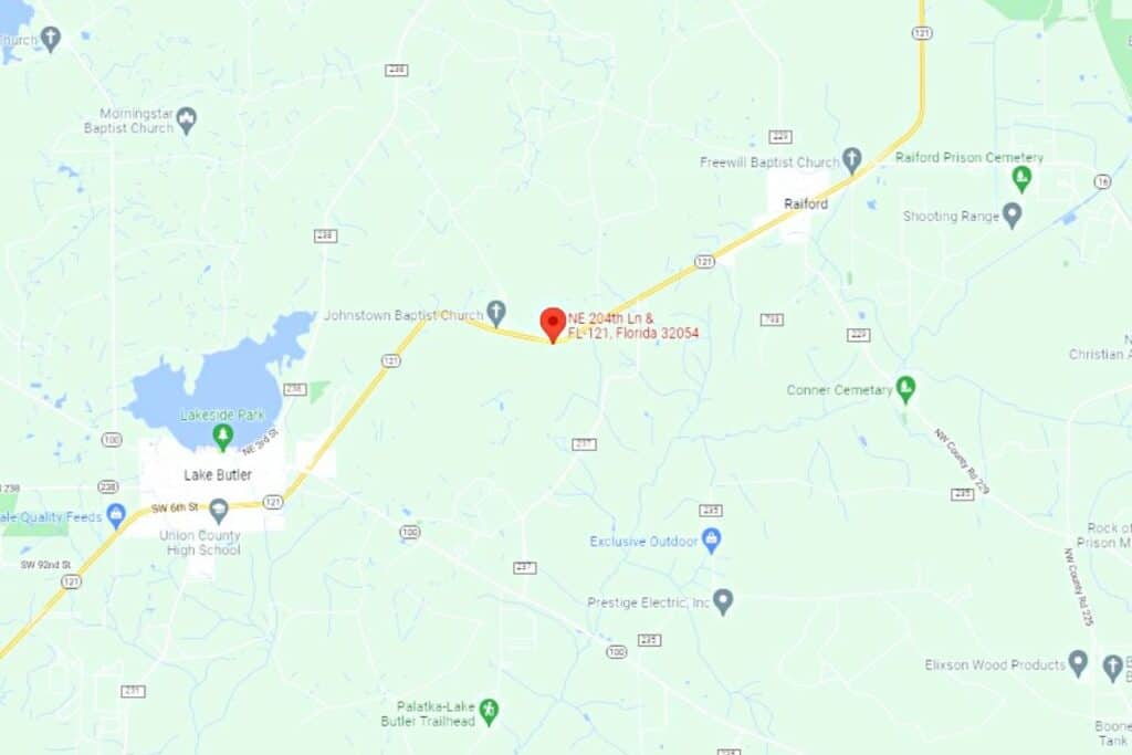 State Road 121 and NE 204th Lane Union County map
