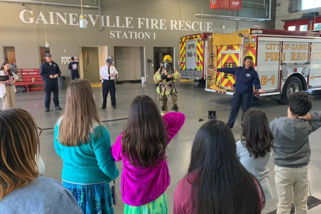 Students on city tour at GFR Station 1