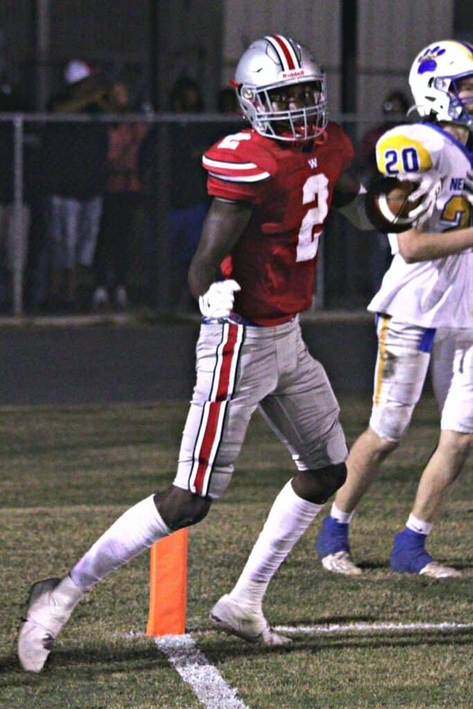 Williston's Javon Brown catches a third quarter touchdown against Newberry on Tuesday.