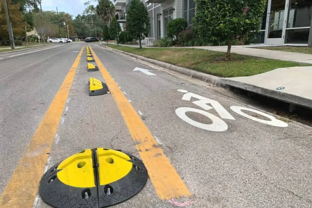 An example of a protected bike lane.