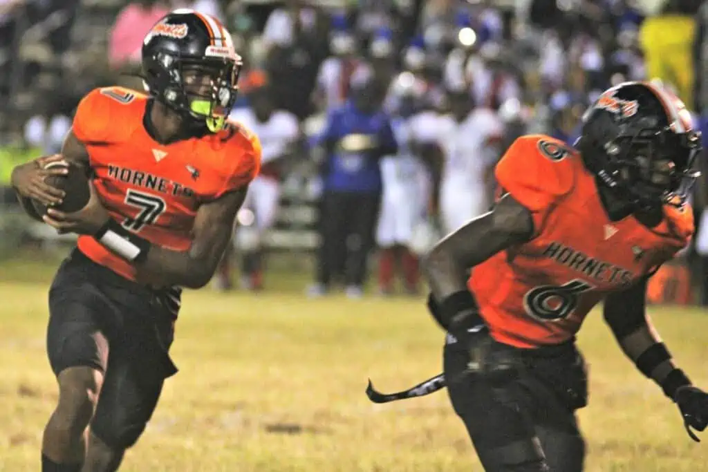 Hawthorne's CJ Ingram with a run against Pahokee on Friday.