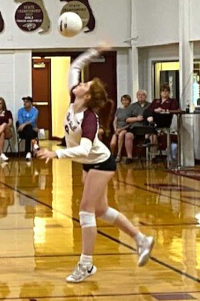 Oak Hall's Pene Moser serving on Tuesday in the Class 2A-Region 1 Final against Christ’s Church Academy.