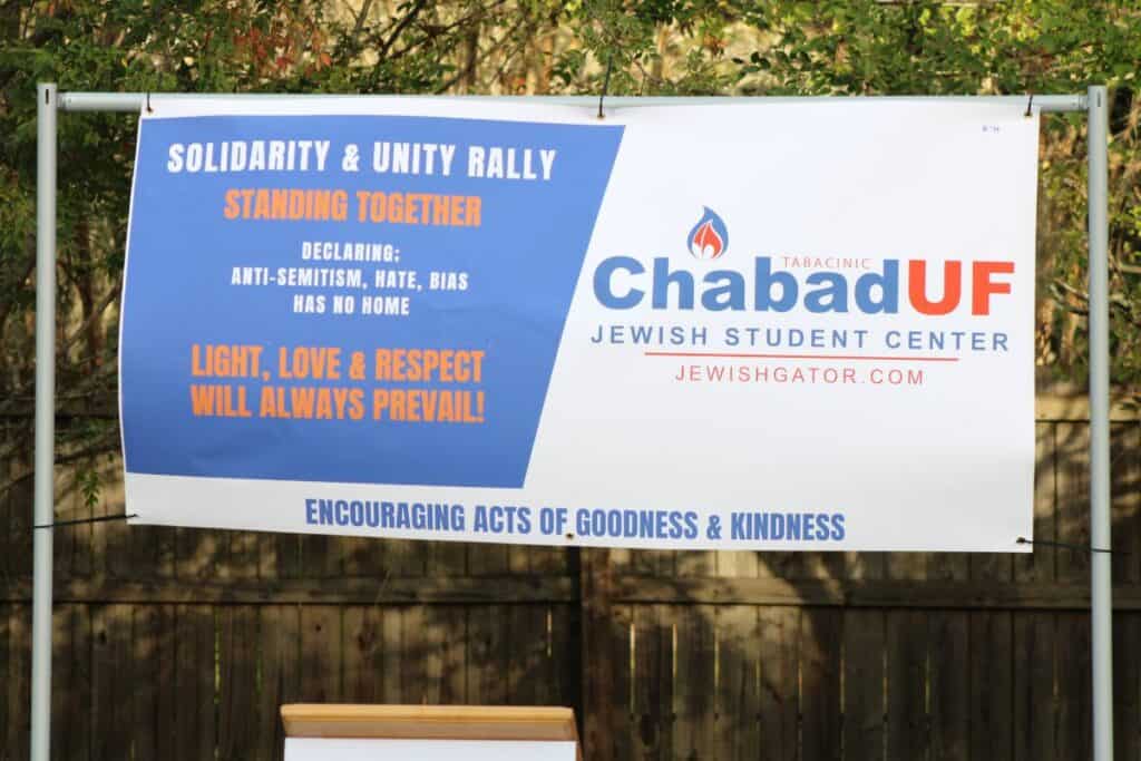 The Chabad UF Jewish Student and Community Center hosted a solidarity and unity rally on Friday.