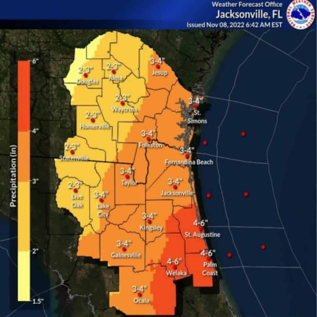 Tropical Storm Nicole potential rainfall