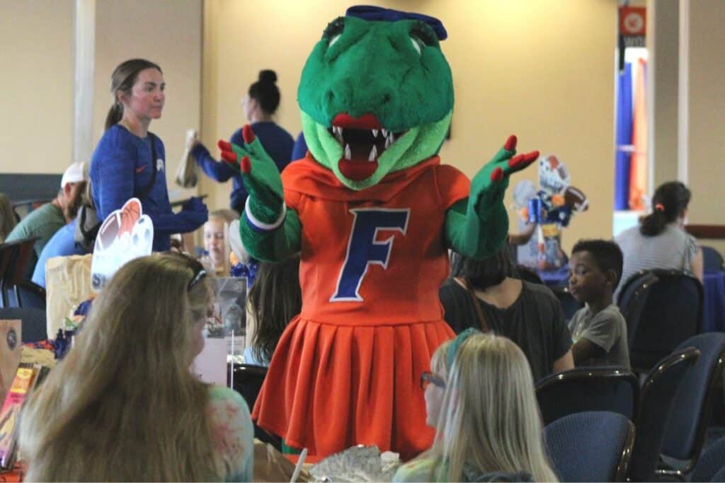 UF mascot Alberta Gator made an appearance at the New Worlds Reading Initiative event on Saturday.