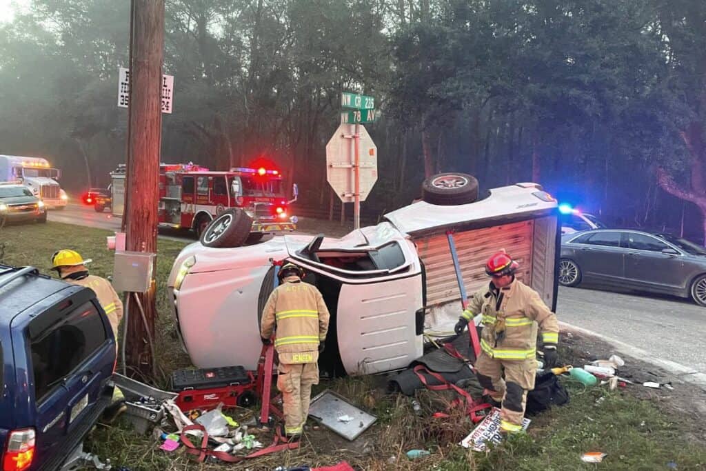 ACFR extricated two people from a two-vehicle accident south of Alachua on Monday.
