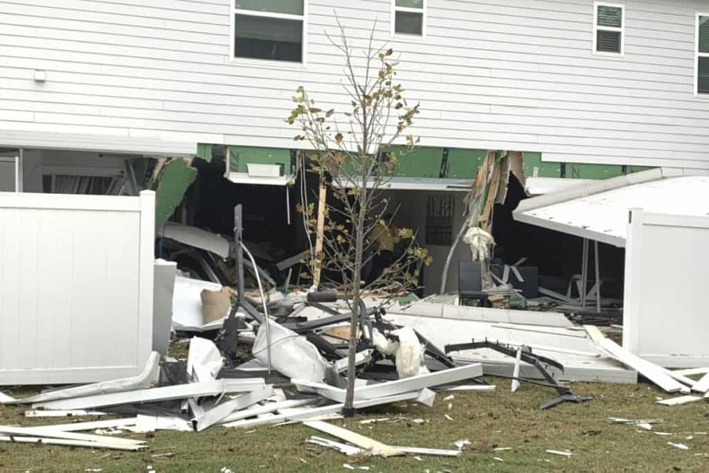 Damage from the October accident.