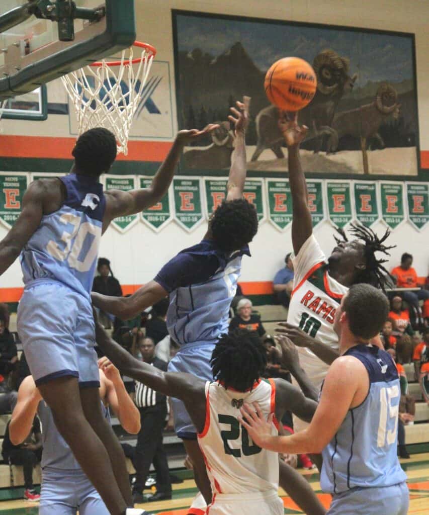 Eastside's Shelton Hall scores on a drive against P.K. Yonge on Tuesday.