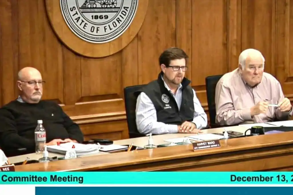 (From left) Harvey Ward, Lauren Poe and Harold Monk at Tuesday's audit committee meeting.
