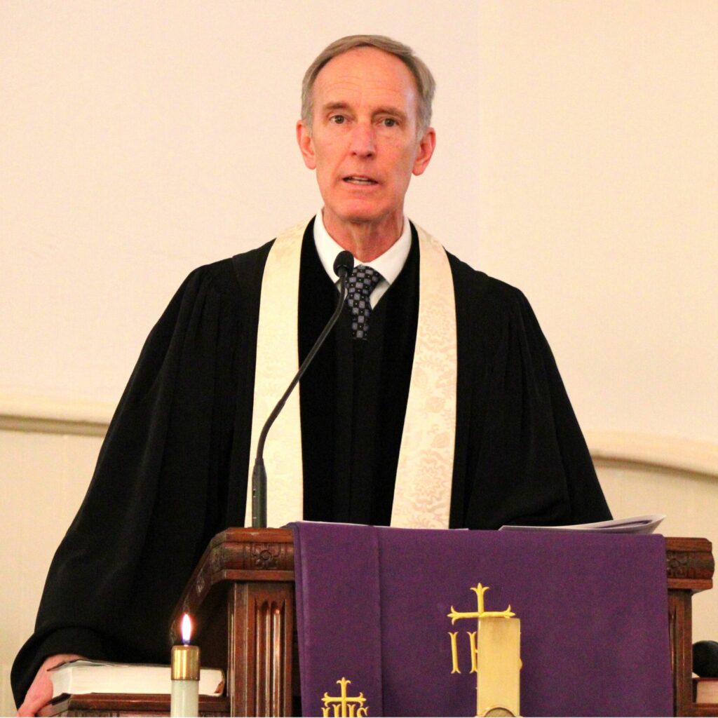 Bishop Tom Berlin speaks at Mt. Pleasant United Methodist Church on Sunday.