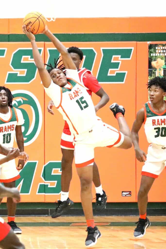 Eastside's Jarrel Comer with a first half rebound against Santa Fe on Tuesday.