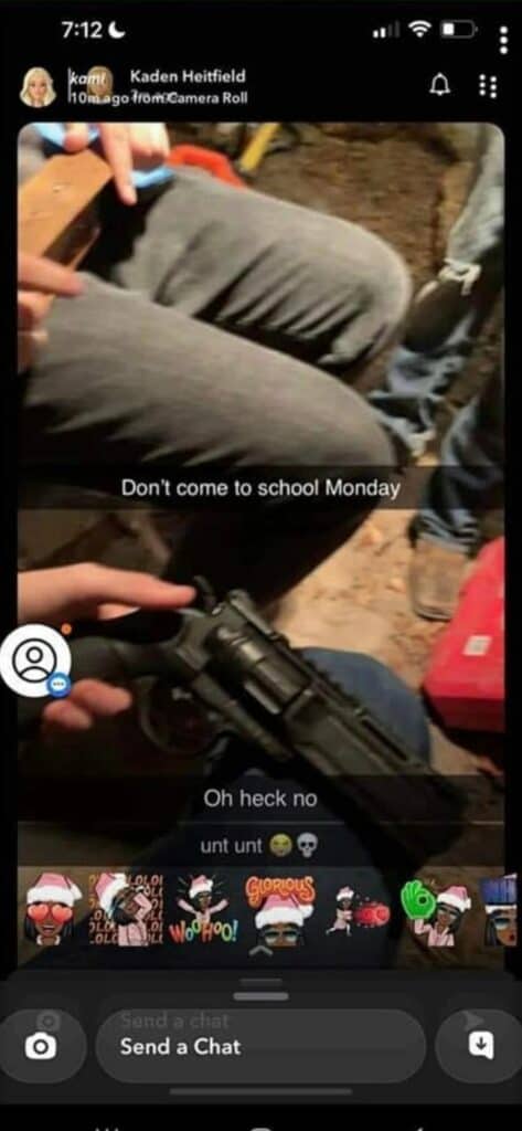 Kaden Heitfield social media gun violence post