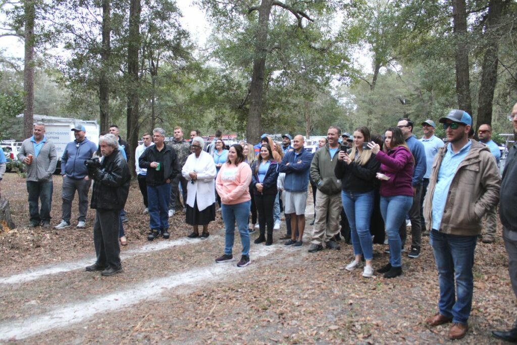 Several people gathered in High Springs to celebrate the Worthmann free roof giveaway winner on Friday.