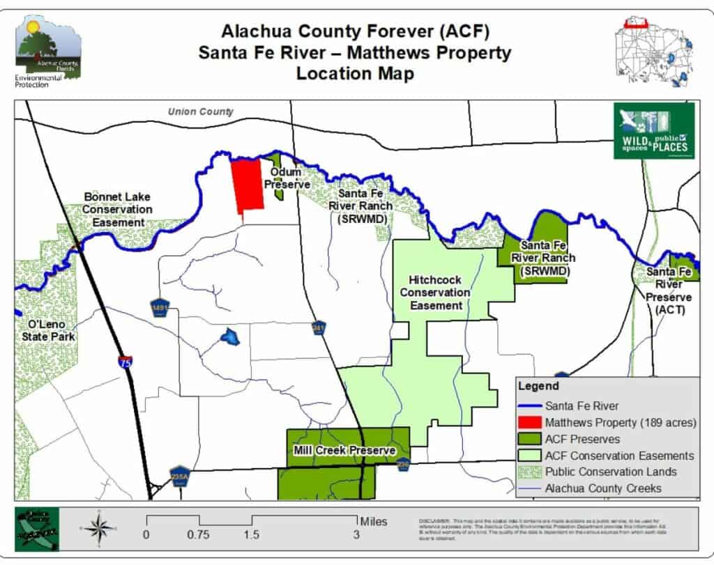 Alachua County Forever Santa Fe River Matthews Property location map