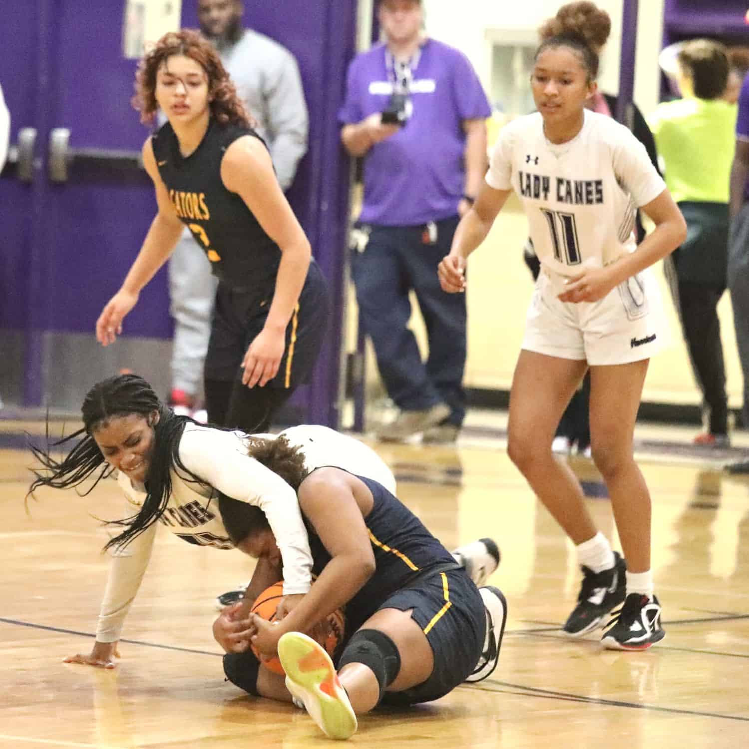 Gainesville's Jocelyn Wallace goes to tie up the ball against Land O' Lakes in the Region 1-6A semifinals on Tuesday.