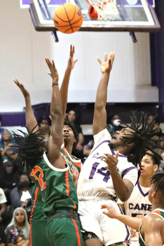 Gainesville's S.J. Westbrook with a shot against Eastside's Tajoun Waldon on Thursday.