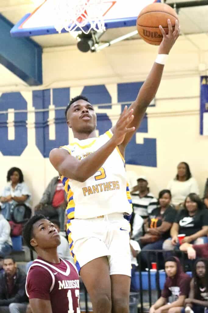 Newberry's Kaleb Woods with a layup against Madison County in the Region 3-1A semifinals on Thursday.